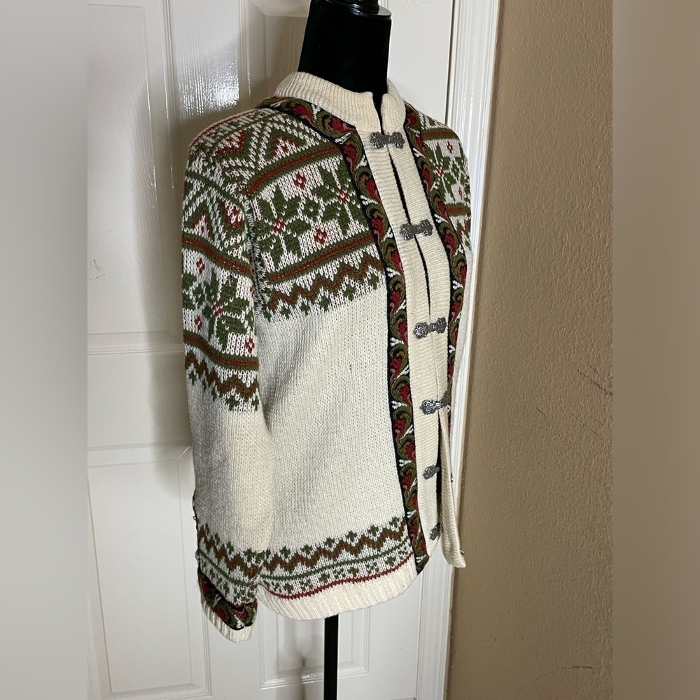 Vintage Firda Nordic Jumper Norway Cardigan Fair Isle Sweater Wool Size 42 - Picture 4 of 9